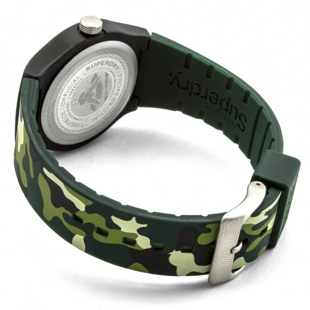 Urban' Green Camo Silicone Strap Watch With Orange Dial