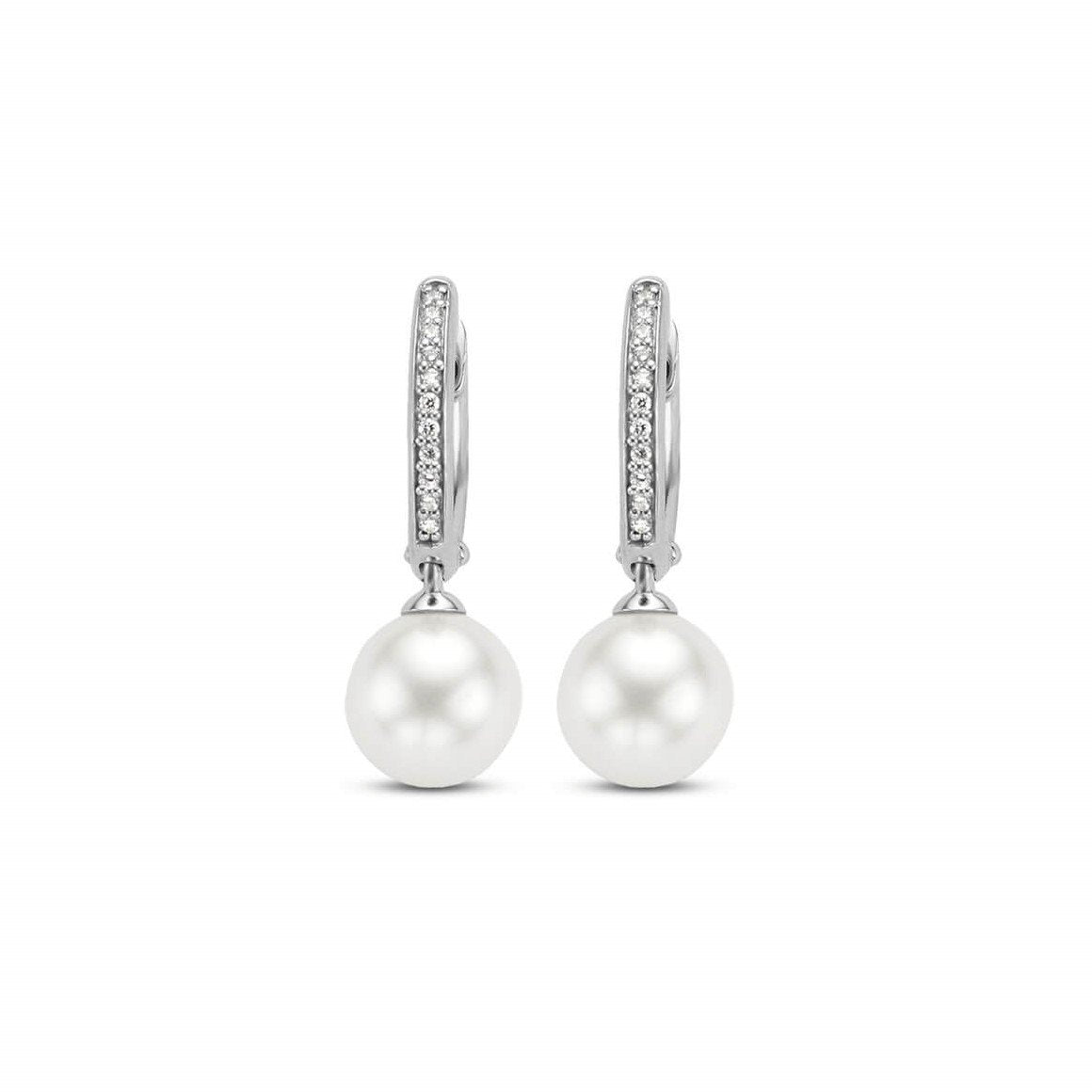 CZ Hoop With Pearl Earrings