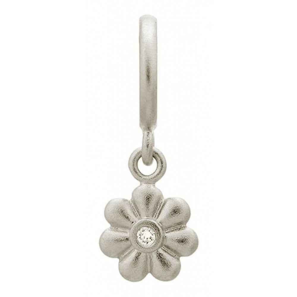 White Stone Shiny Flower Sterling Silver Charm