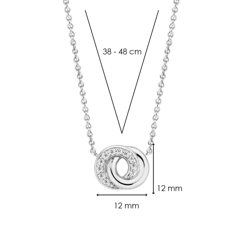 Silver & CZ Stones Interlinked Circle Pendant Chain Necklace