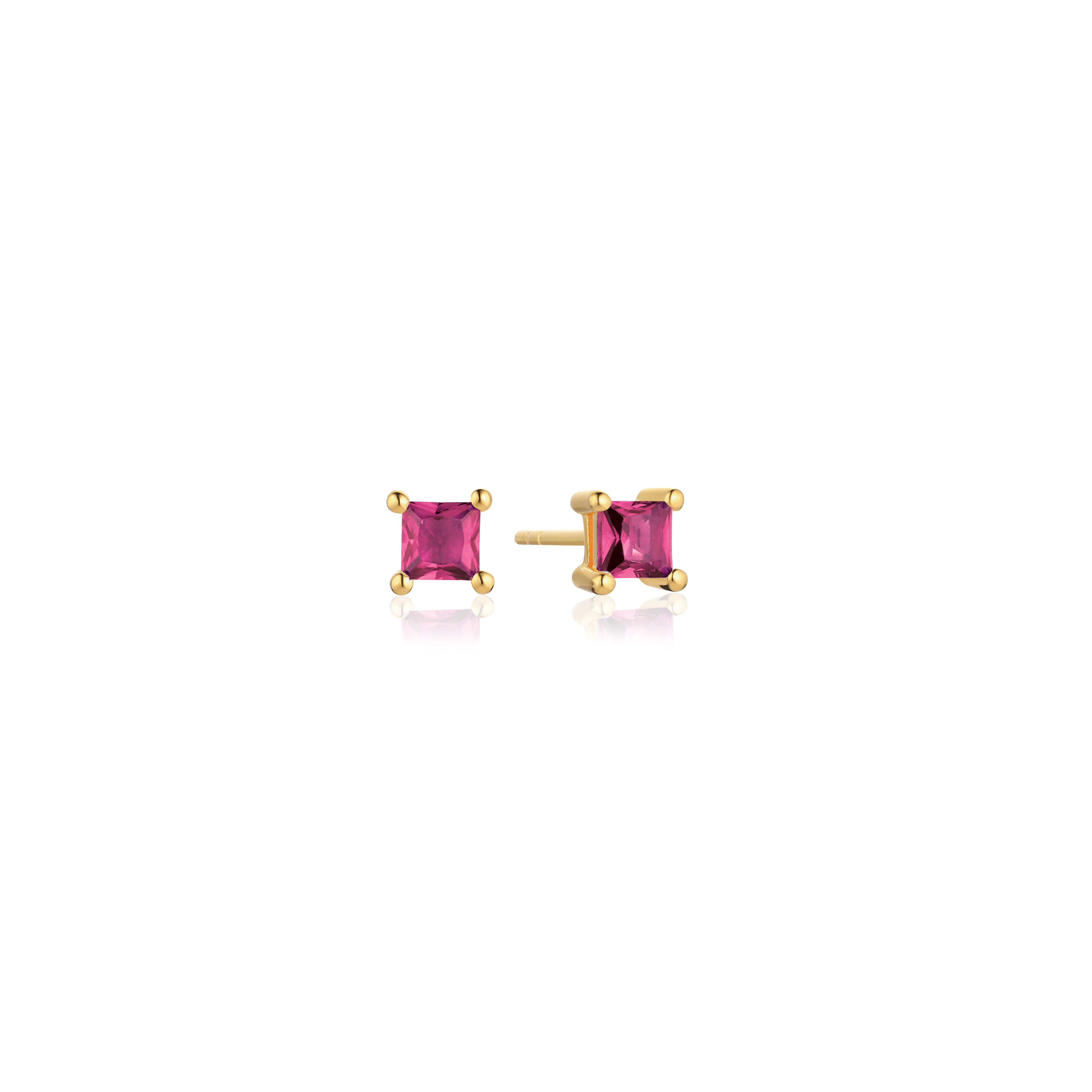 Ellera Earrings In 18k Gold Plated With Pink Zirconia