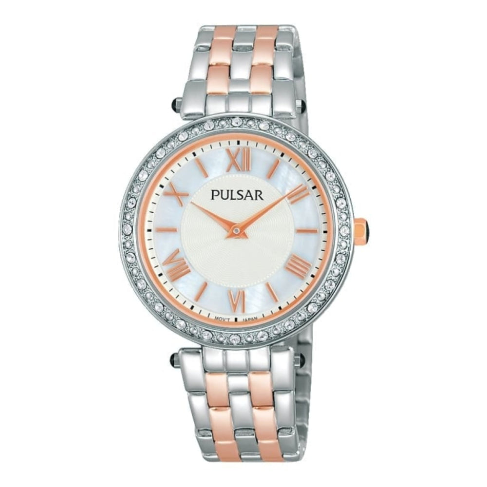 Womens Rose Gold and Silver Coloured Strap Watch