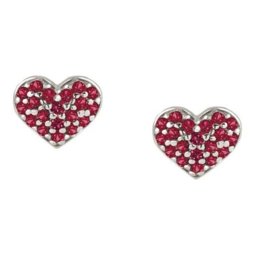 Gioie 925 Silver Earrings And Cubic Colored Zirconia (001_Silver Heart)