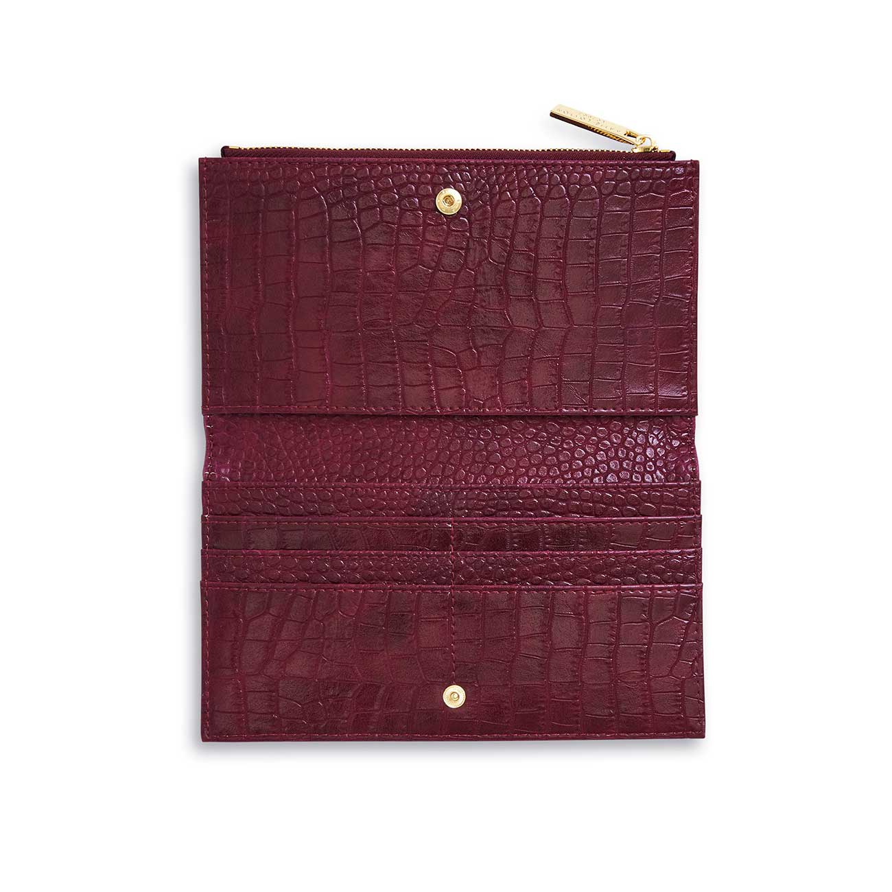 Celine Faux Croc Fold Out Purse | Burgundy