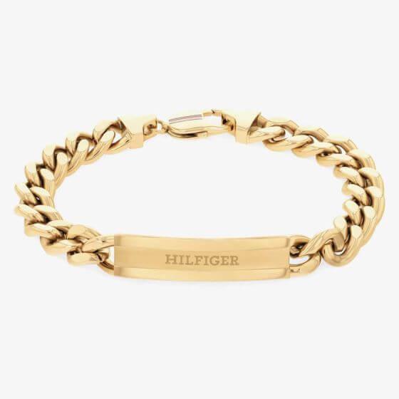 Clash Gold Plated Logo Curb Chain Mens Bracelet