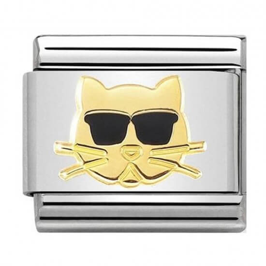 Composable Classic Gold Cat with Glasses Link
