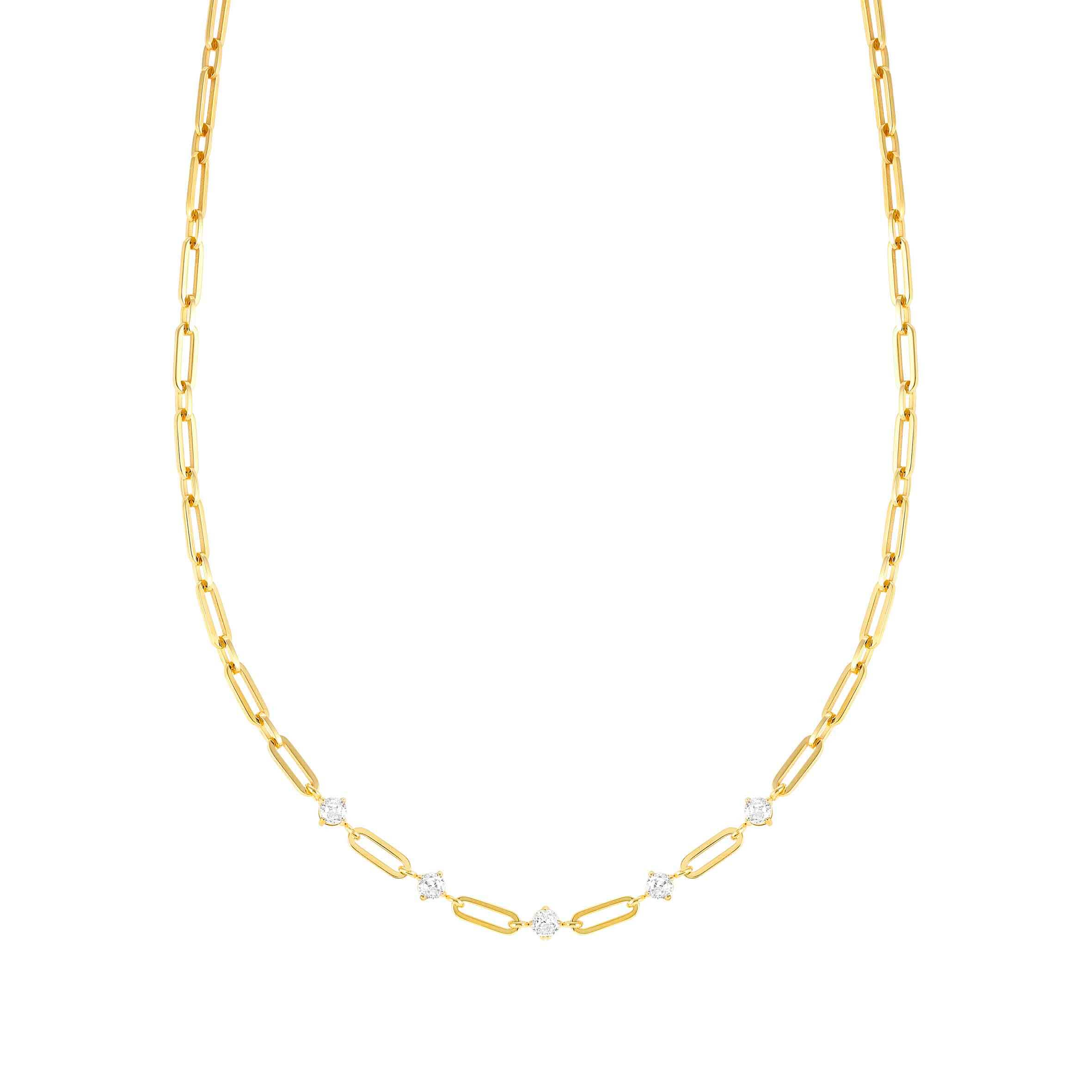 CHAINS OF STYLE Necklace In Gold PVD & White CZ