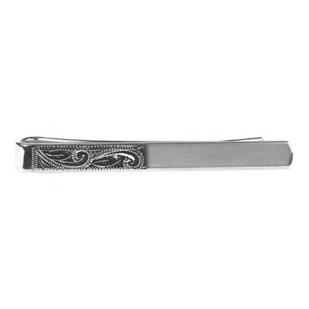Rhodium Plated Pattern Tie Bar