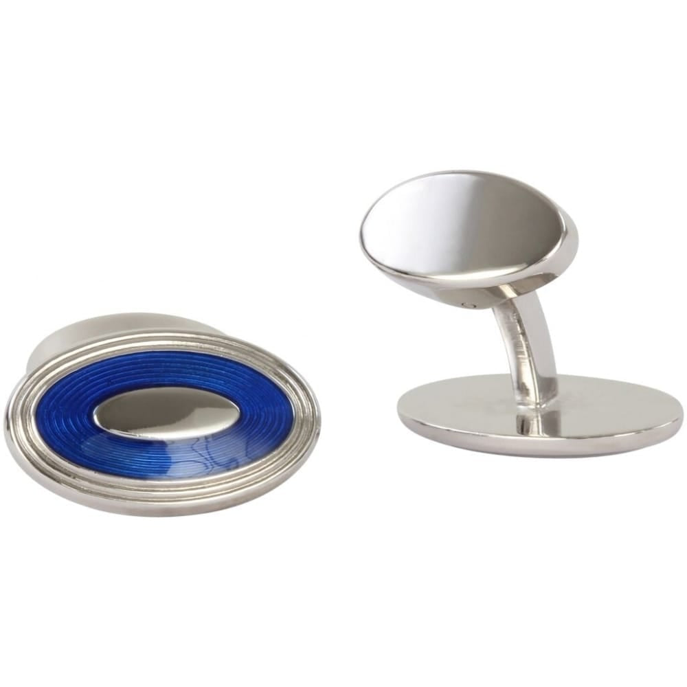 Oval Enamel Electric Blue David Aster Cufflinks
