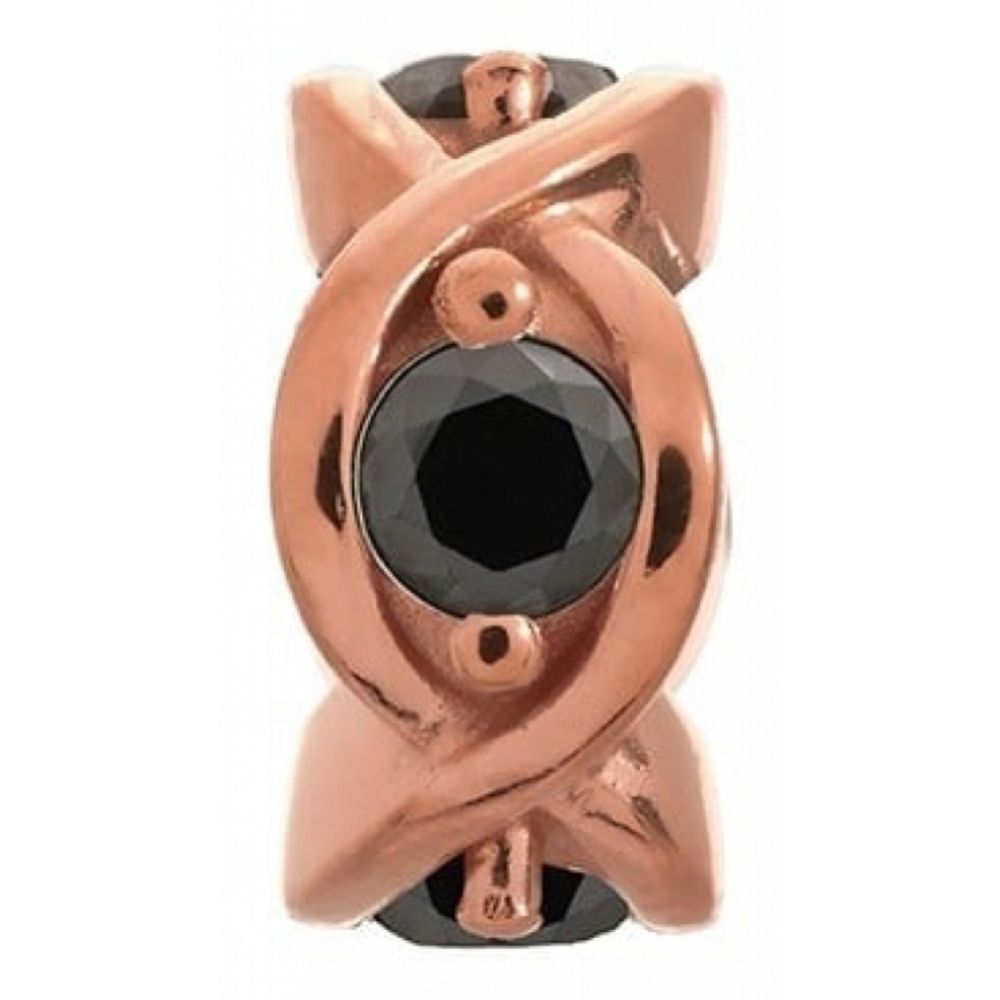 Black CZ Rose Gold Infinity Round Charm
