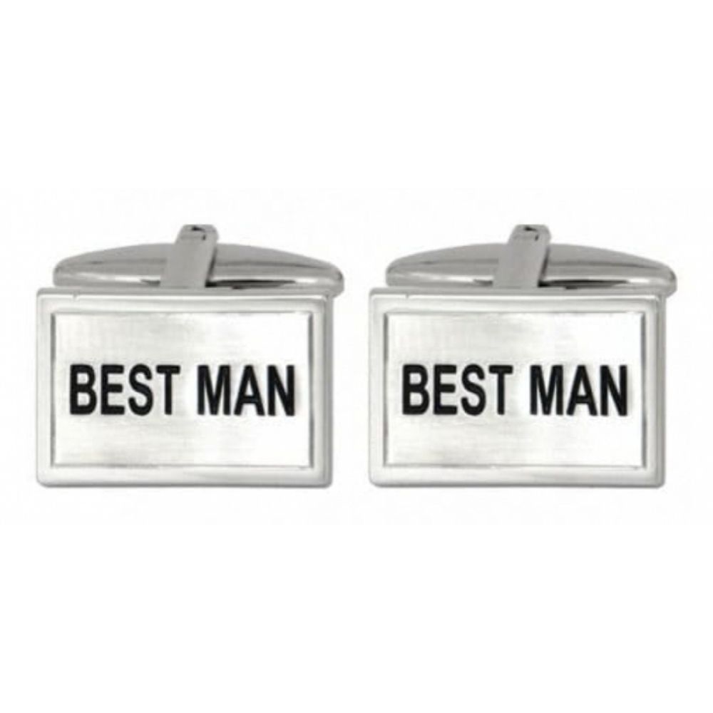 Rhodium Plated Best Man Cufflinks