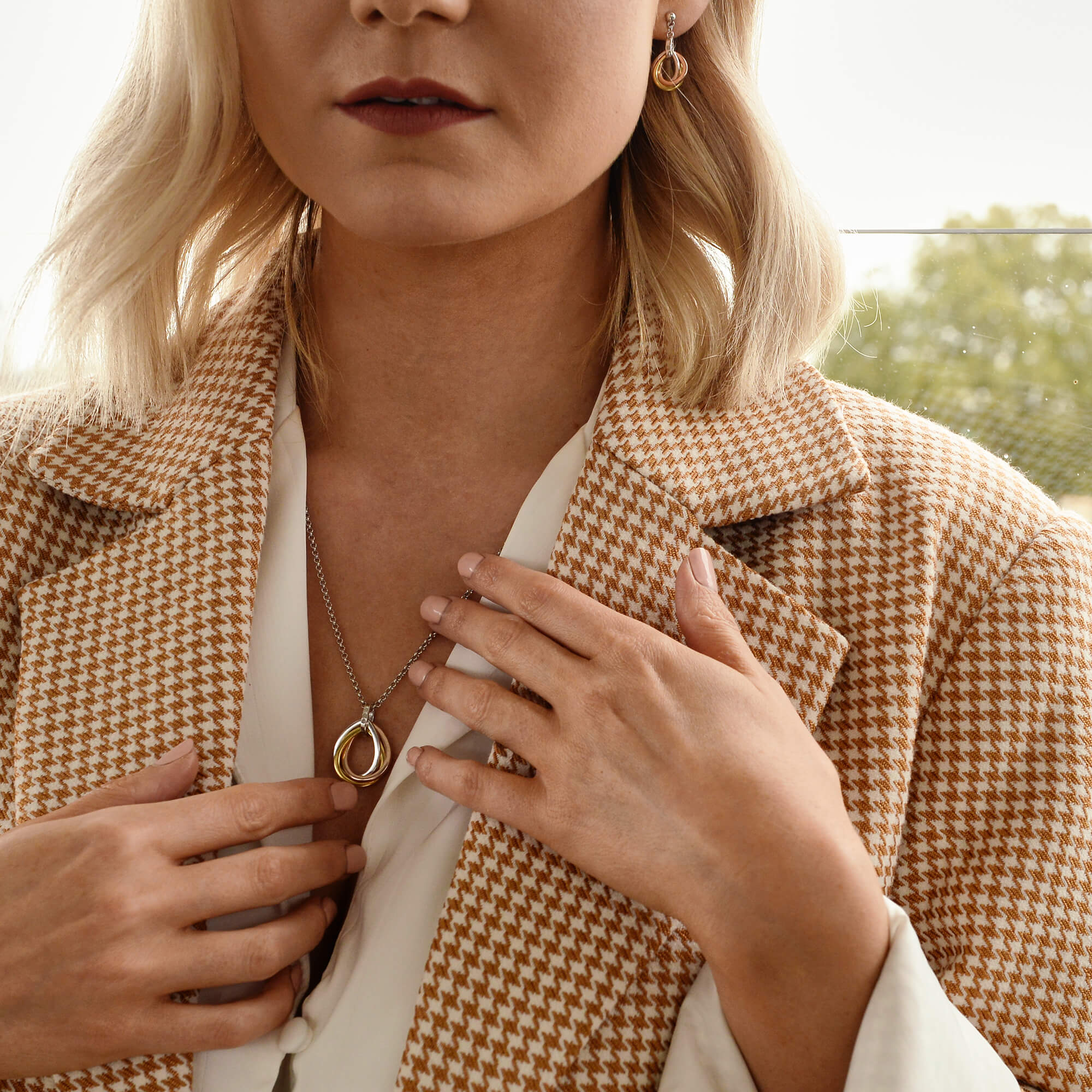 Rose Gold & Gold Accents Trio Teardrop Necklace