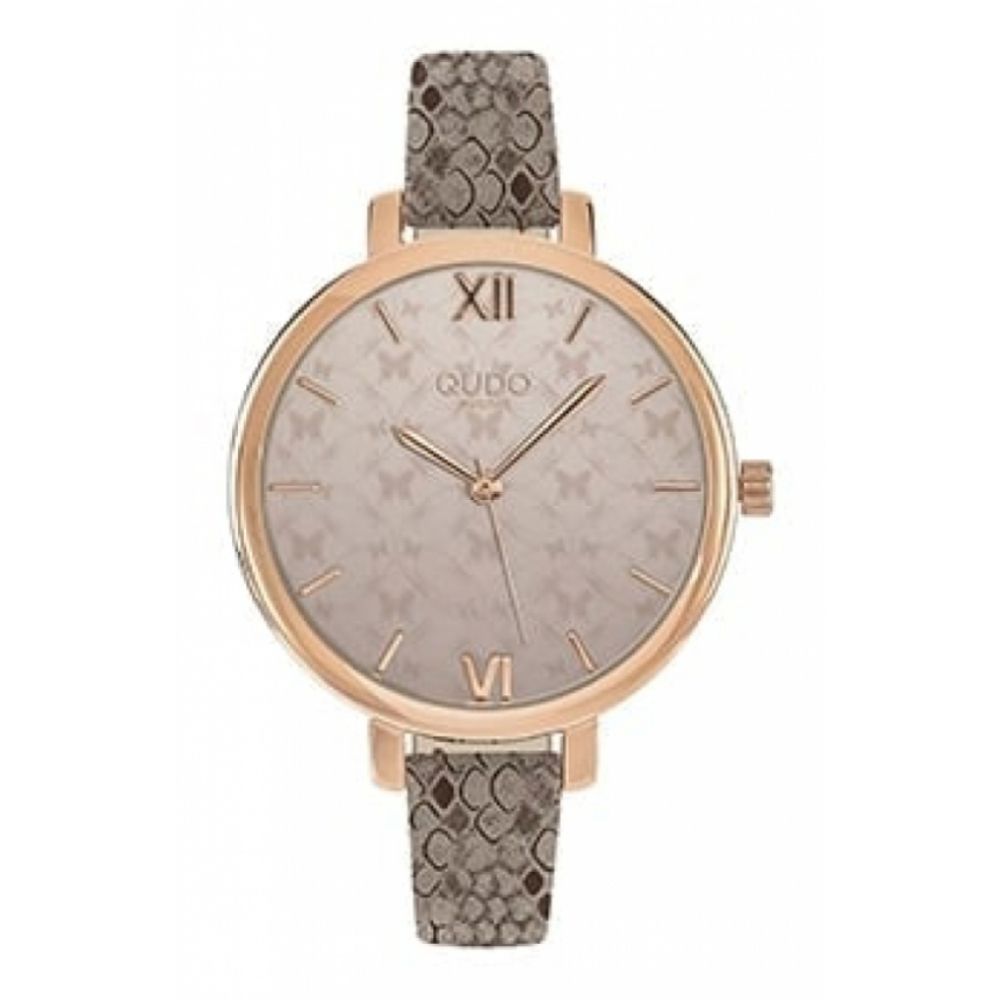 Cecina Rose Gold Plated Butterfly Print Dial & Leather Strap Ladies Watch