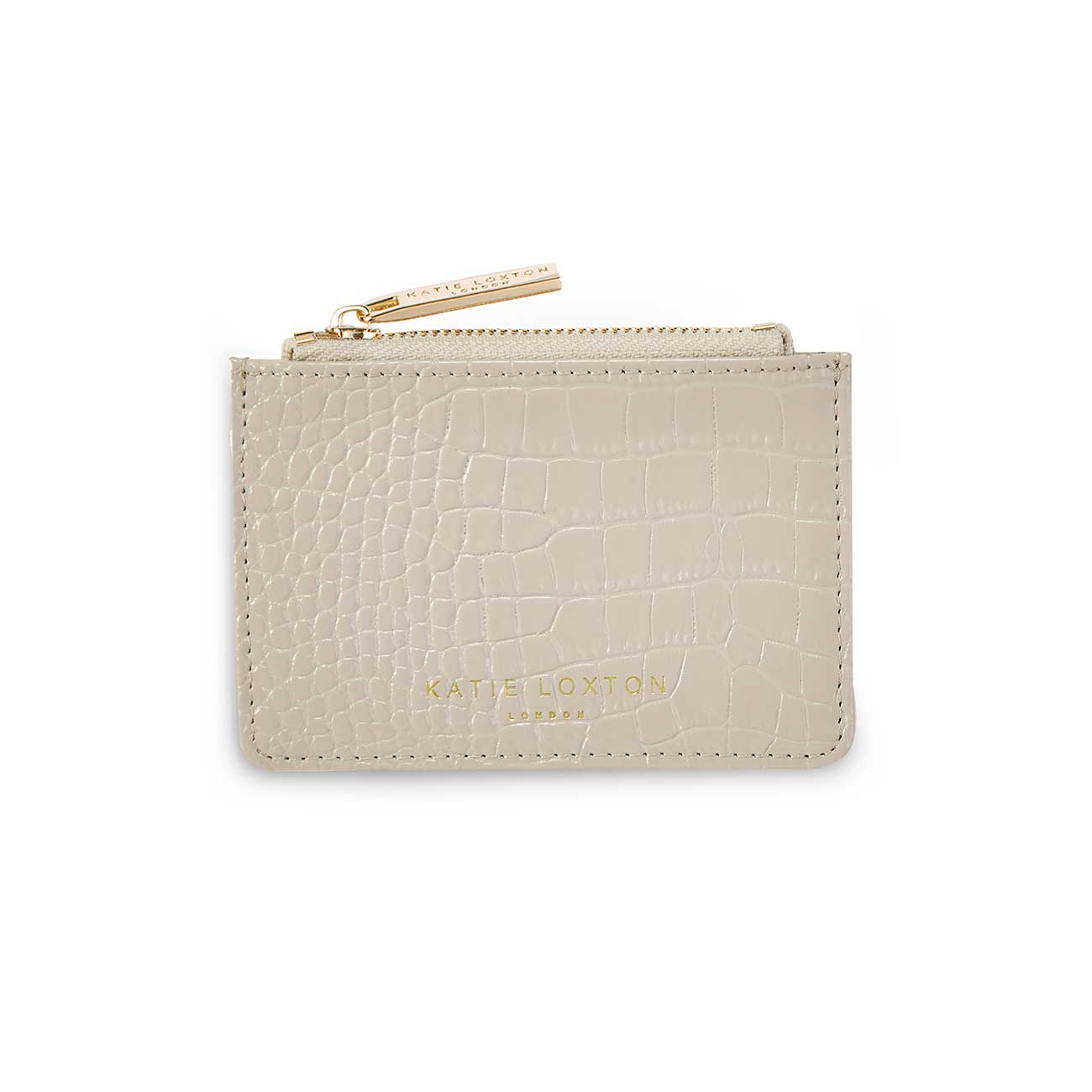 Celine Faux Croc Card Holder | Stone