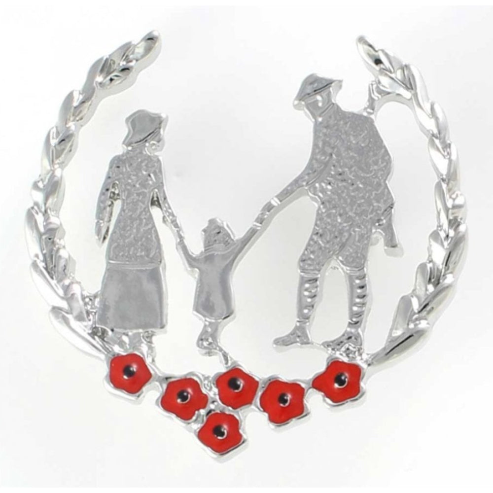 Returning Soldier In Wreath SSAFA Red Poppy Brooch