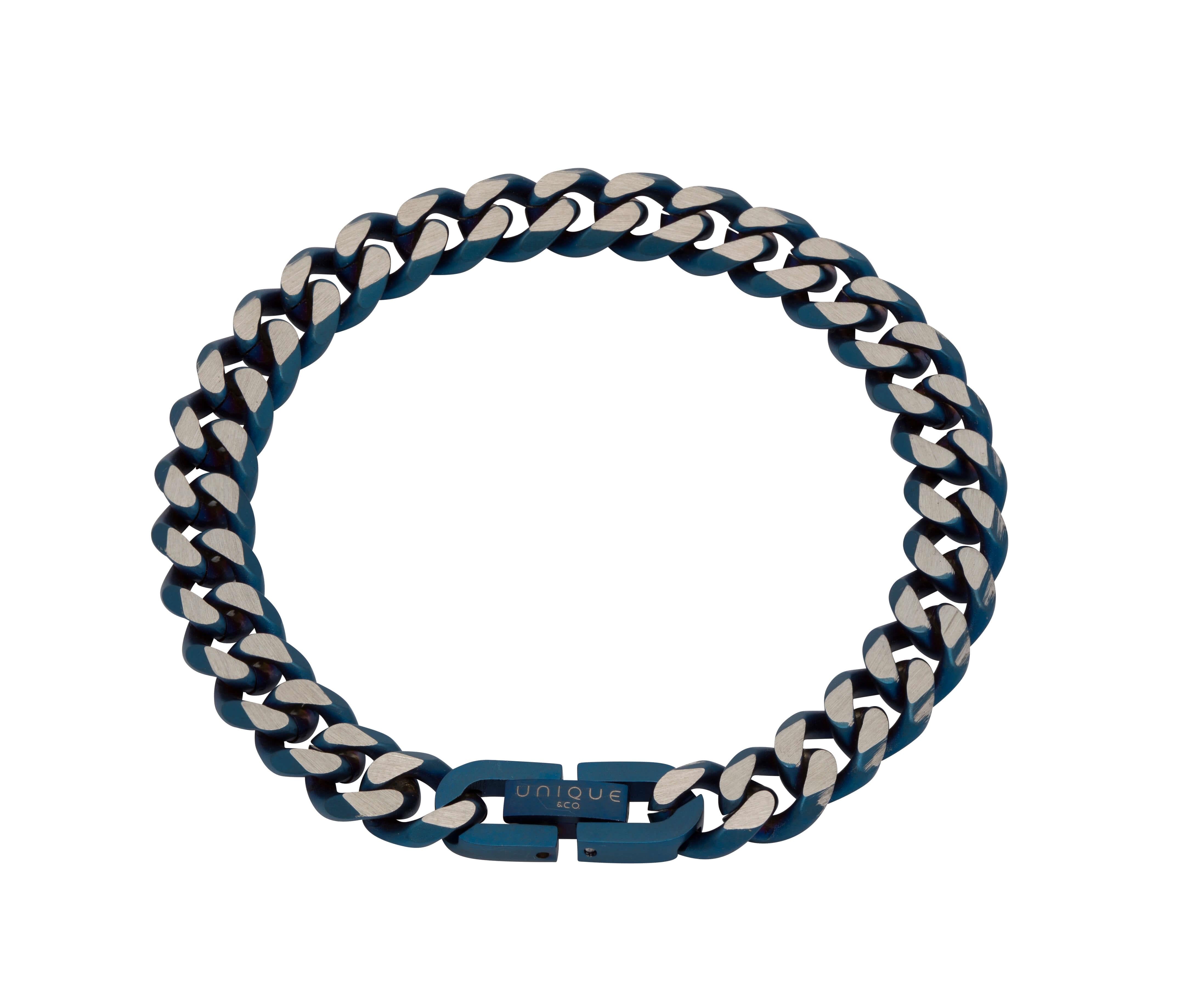 Steel Bracelet with Matte Blue IP Plating - Width 9mm