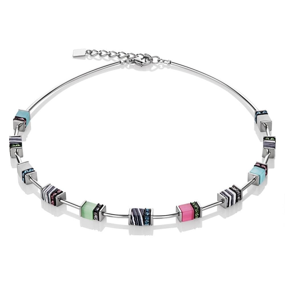 Pastel Multicolour Geo Cube Stainless Steel Necklace