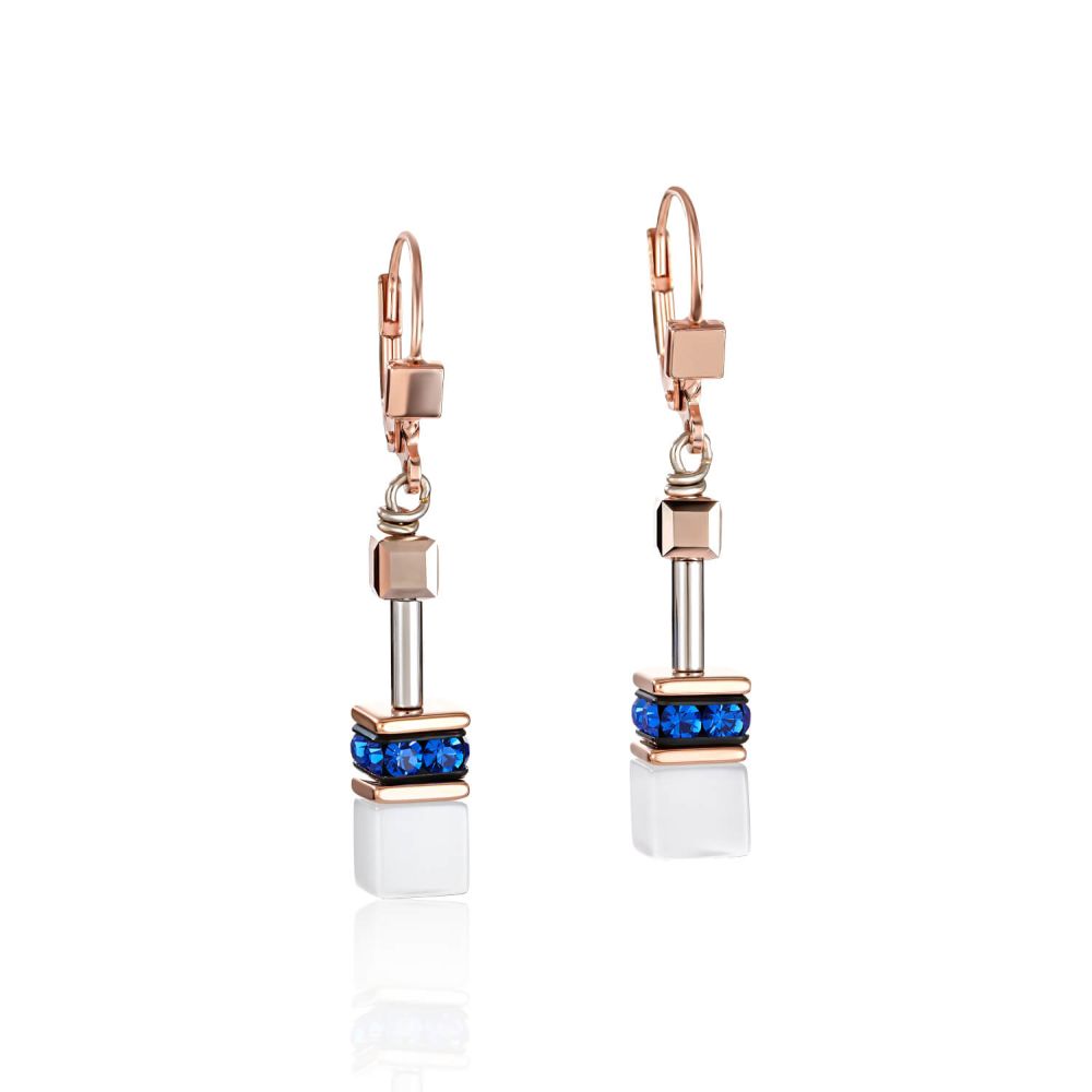 White & Blue Pierced Rose Gold Earring