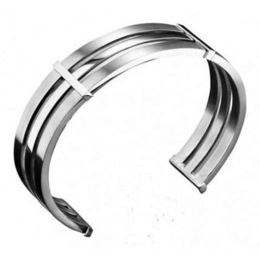 Gents Stainless Steel Plain Ridged Bracelet