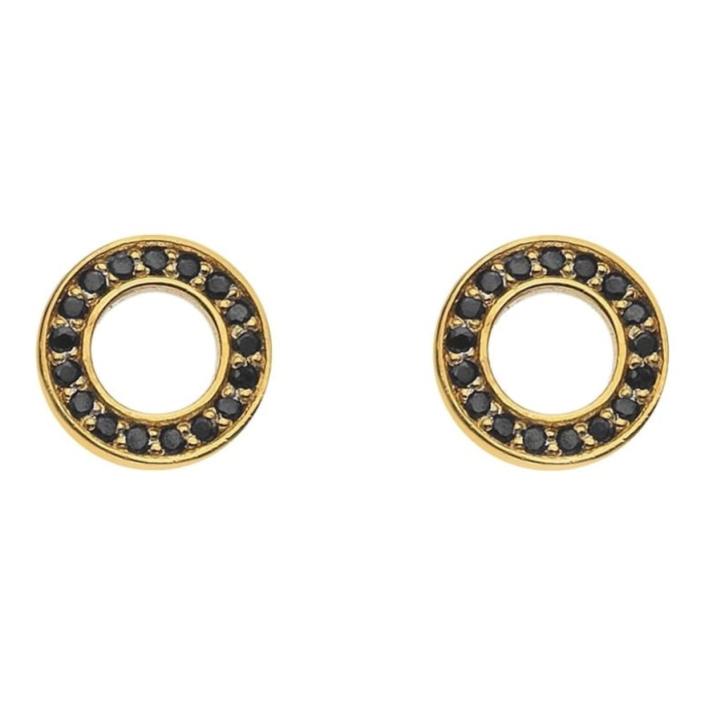 Yellow Gold Plate Nero Saturno Earrings