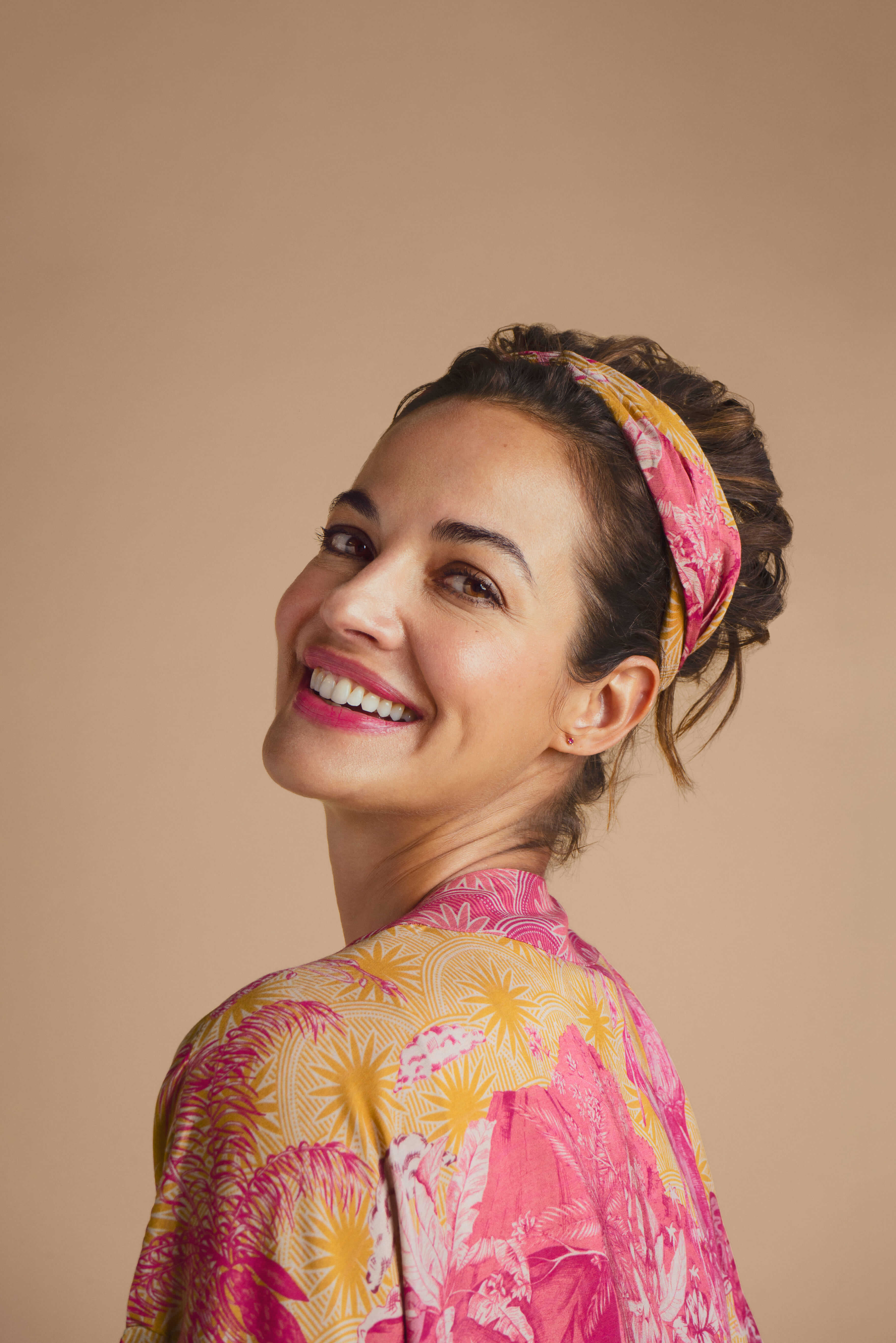 Tropical Toile Elasticated Headband - Pine & Rasp