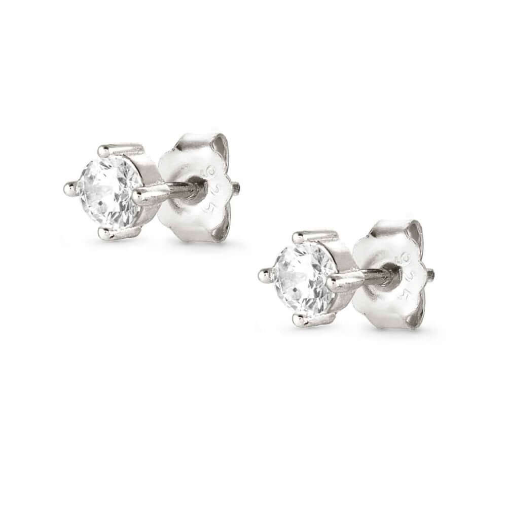 Sentimental Silver & CZ Round Stud Earrings