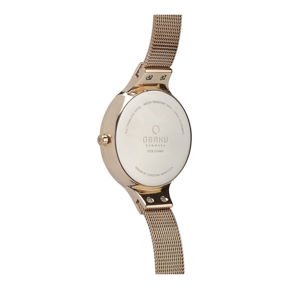 SKY - ROSE Rose Gold Plated Stainless Steel Mesh Bracelet Watch