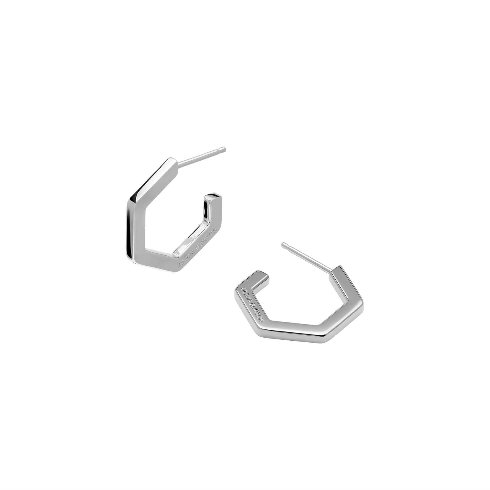 Honeycomb Silver Tone Small Hoop Earrings