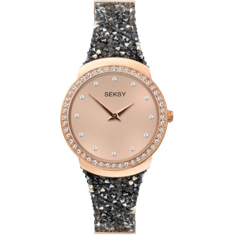 Rose Gold Coloured Crystal Bracelet Ladies Watch