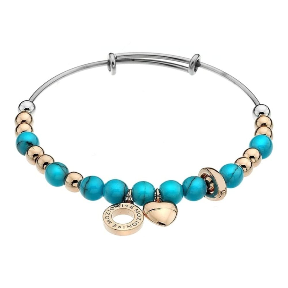 Emozioni Rose Gold Plate Faux Turquoise Bangle