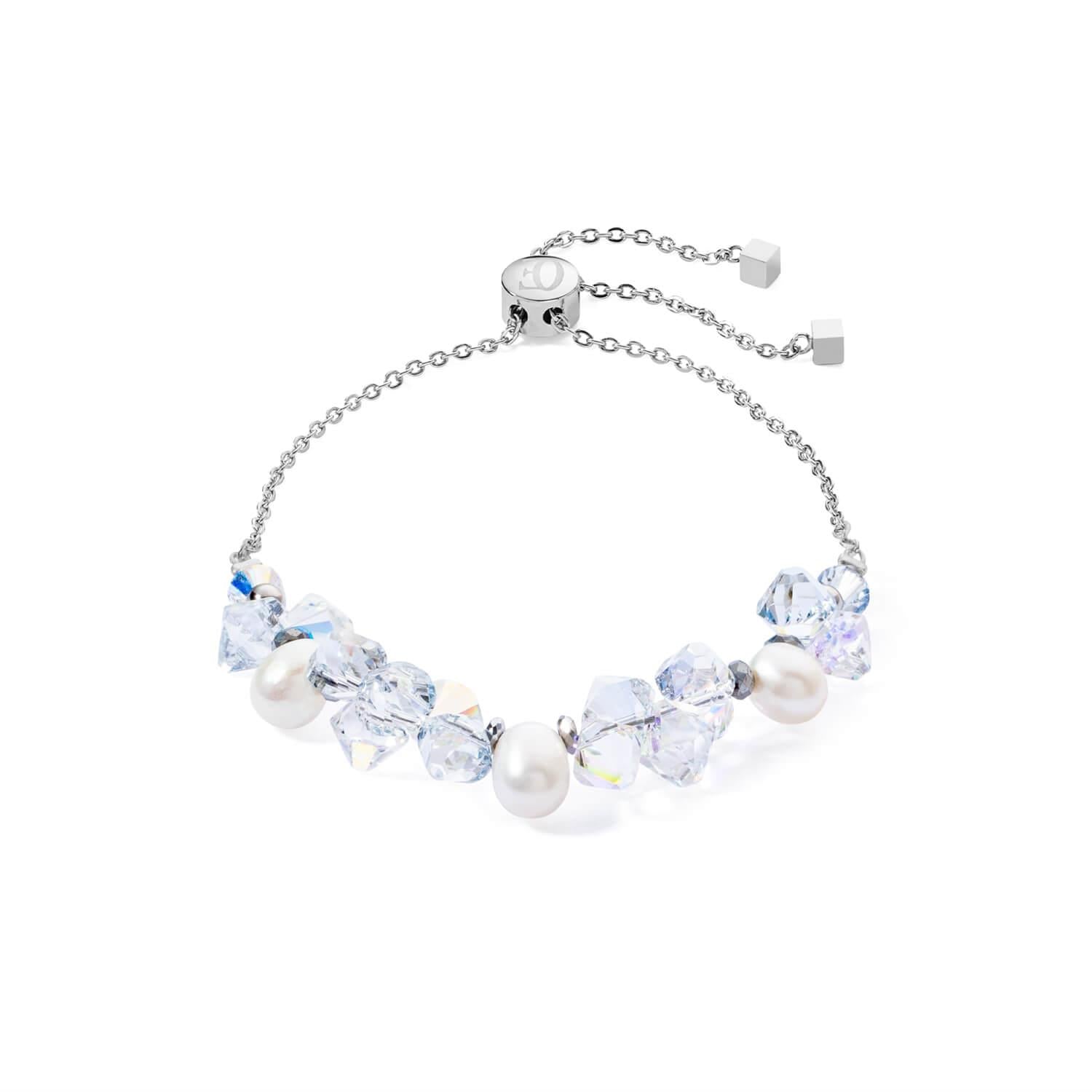Dancing Crystals & Pearls Silver Bracelet