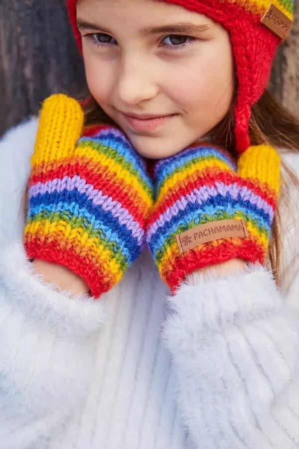 Kids Rainbow Mittens 6 To 8