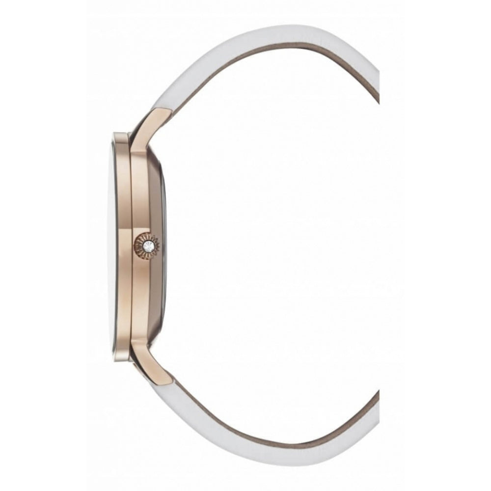 Rose Gold Plated Dial & Leather Strap Ladies Wristwatch