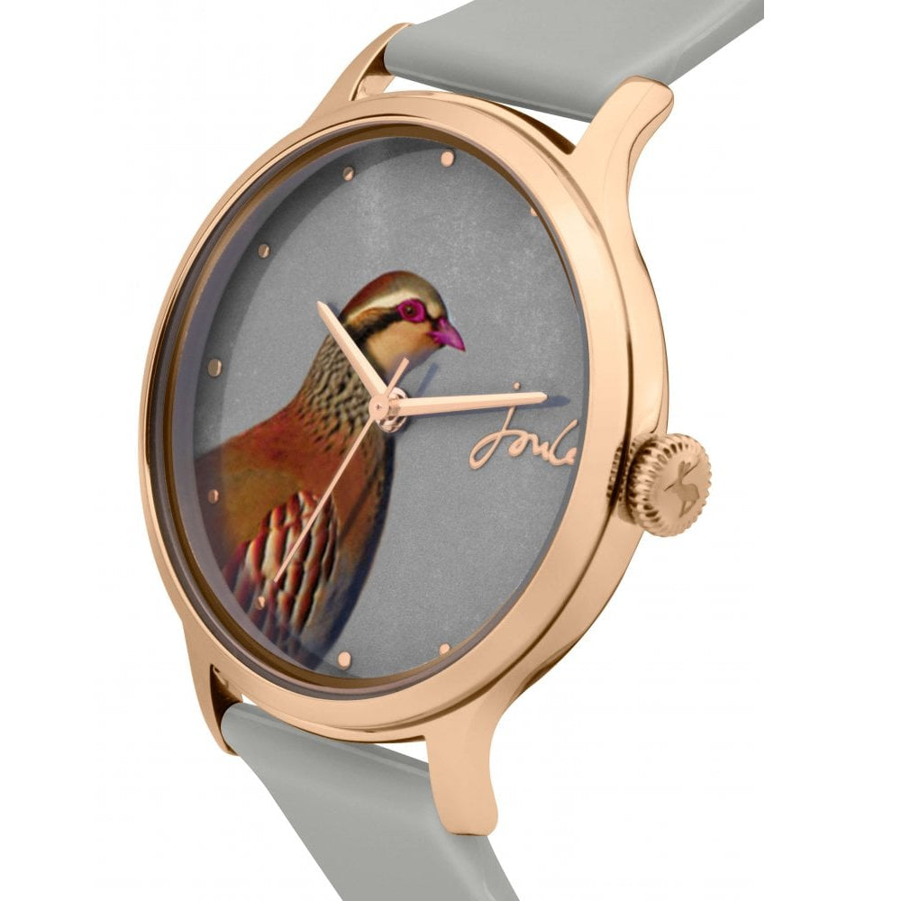 Grey Silicone Strap Grey Dial With Pheasant Print Ladies Watch