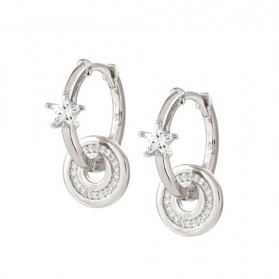 Sentimental Silver & CZ Star Hoop Earrings
