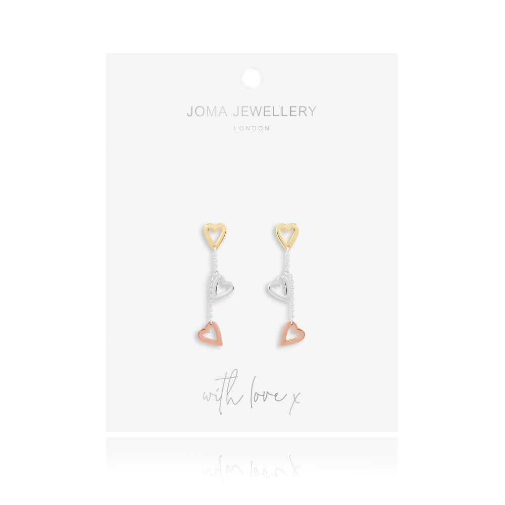 Florence | Heart Earrings | Silver Rose Gold And Gold | Earrings