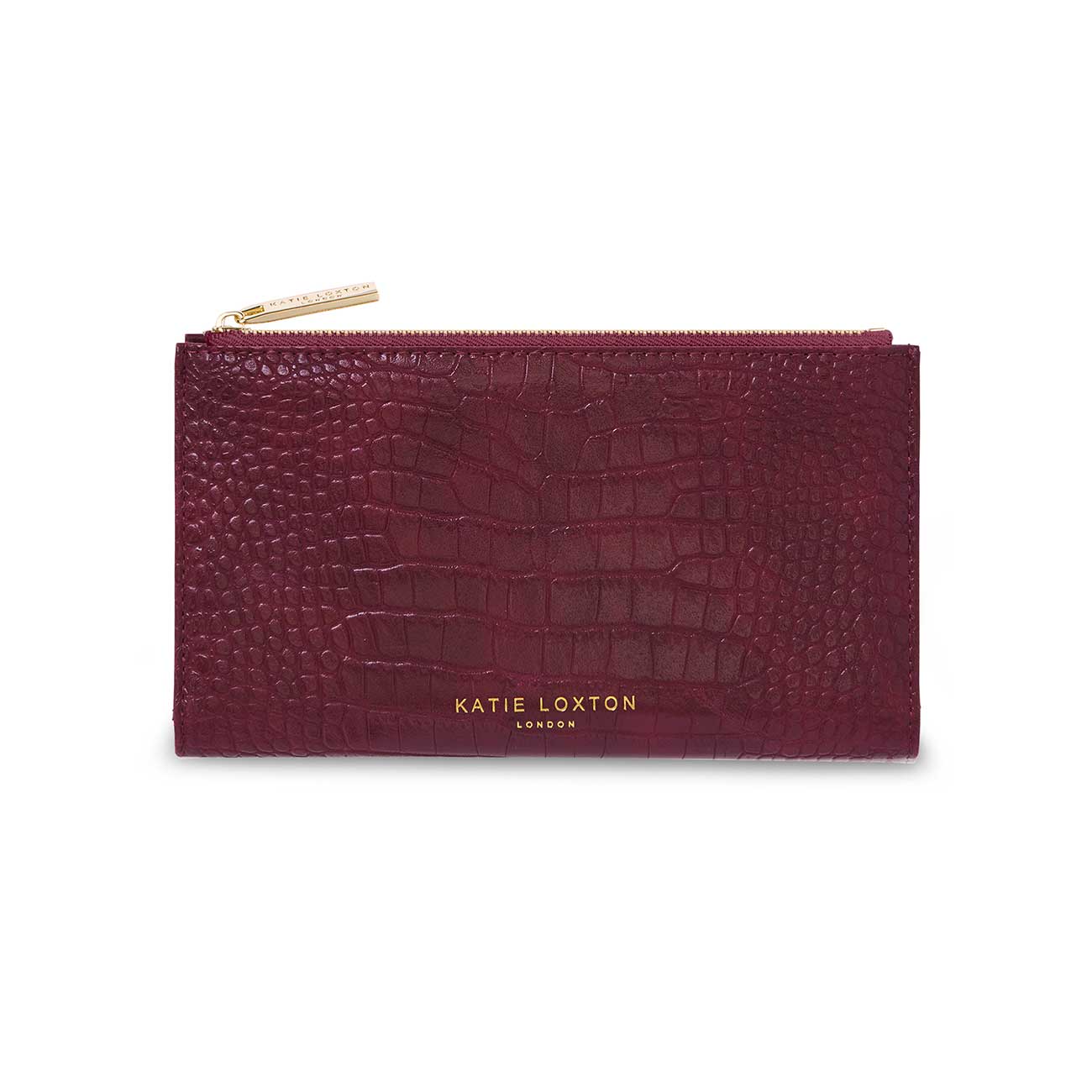 Celine Faux Croc Fold Out Purse | Burgundy
