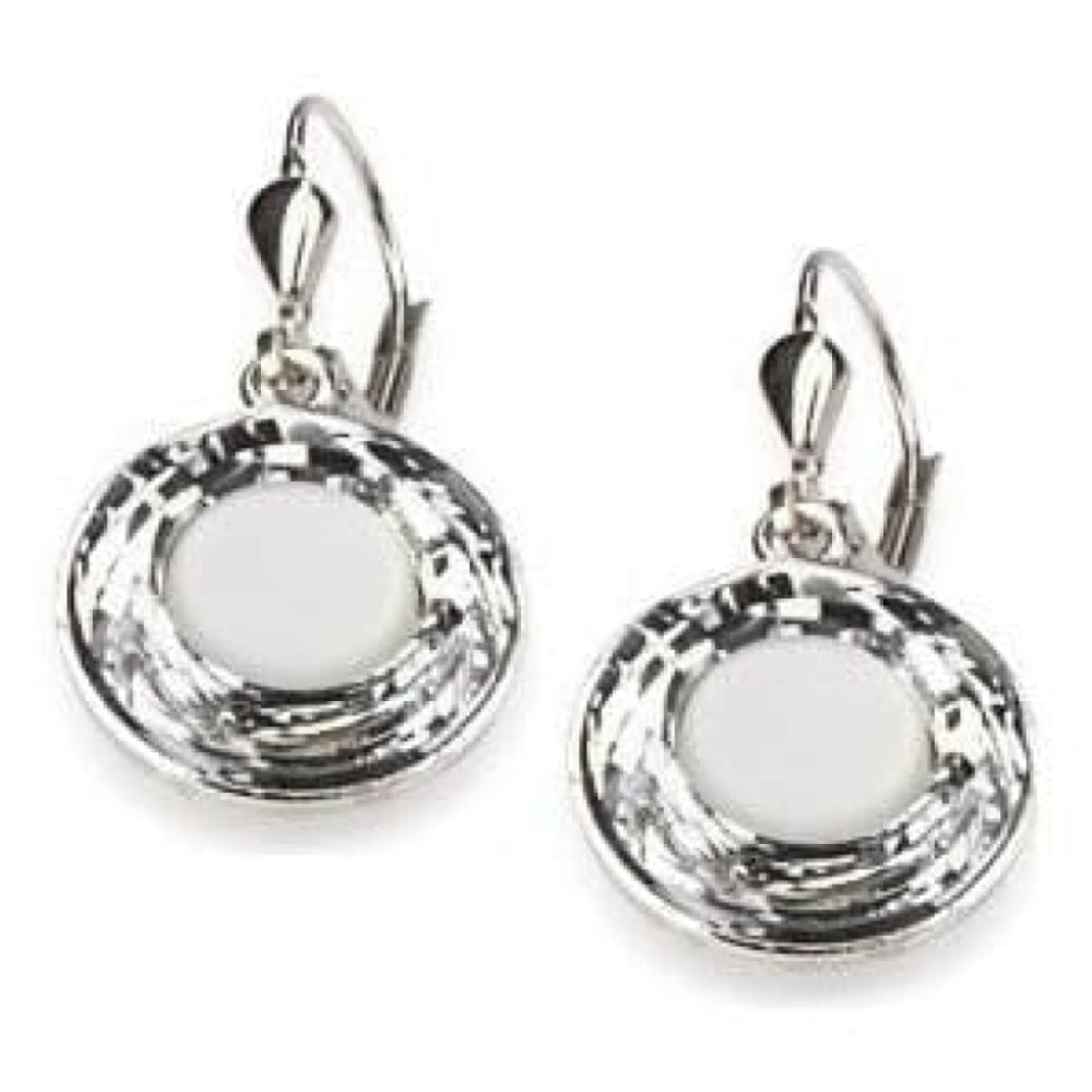 Ladies Swarovski Elements Polaris Rhodium Plated White Earrings