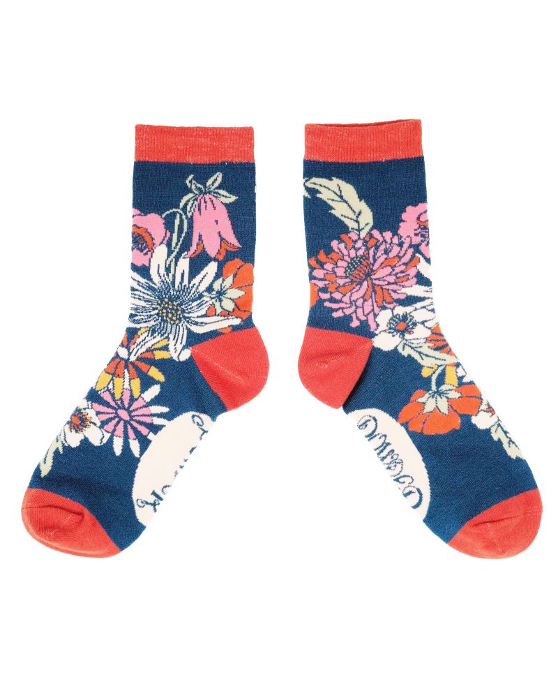 Ladies Ankle Socks Retro Meadow Teal