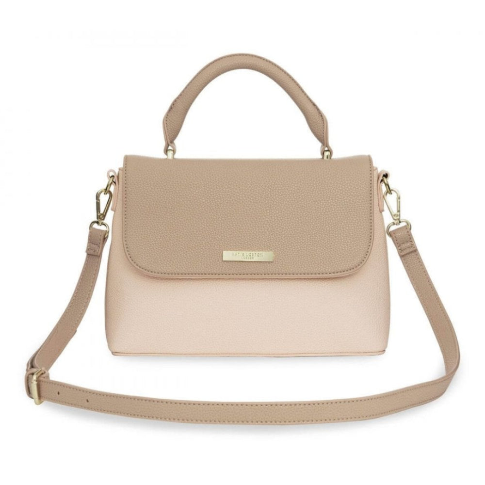 Talia Two Tone Messenger Bag | Taupe And Nude Pink | 19.5 X 24.5 X 8cm