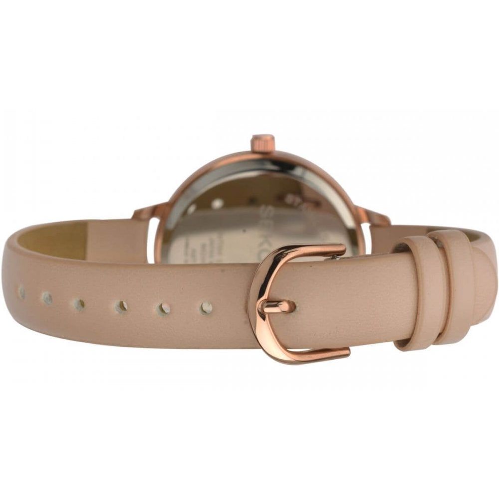 Womens Rose Gold Cream Wristwatch