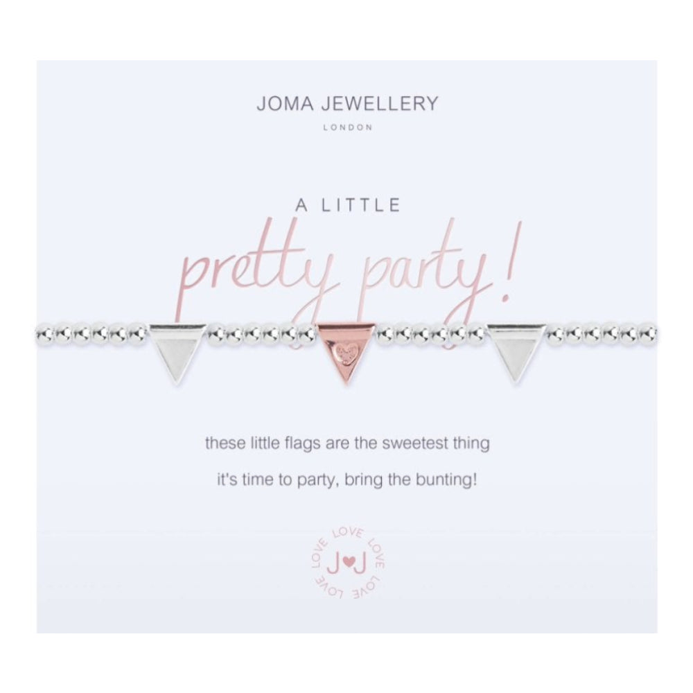 A Little - Pretty Party - Silver & Rose Gold Charm - Silver Bracelet - 17.5cm Stretch