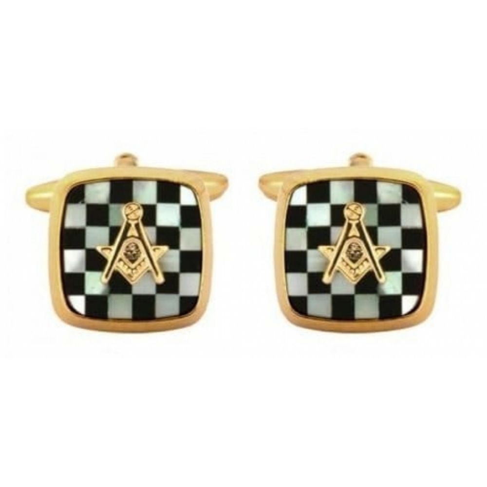 Masonic Onyx & Mother Of Pearl Cufflinks