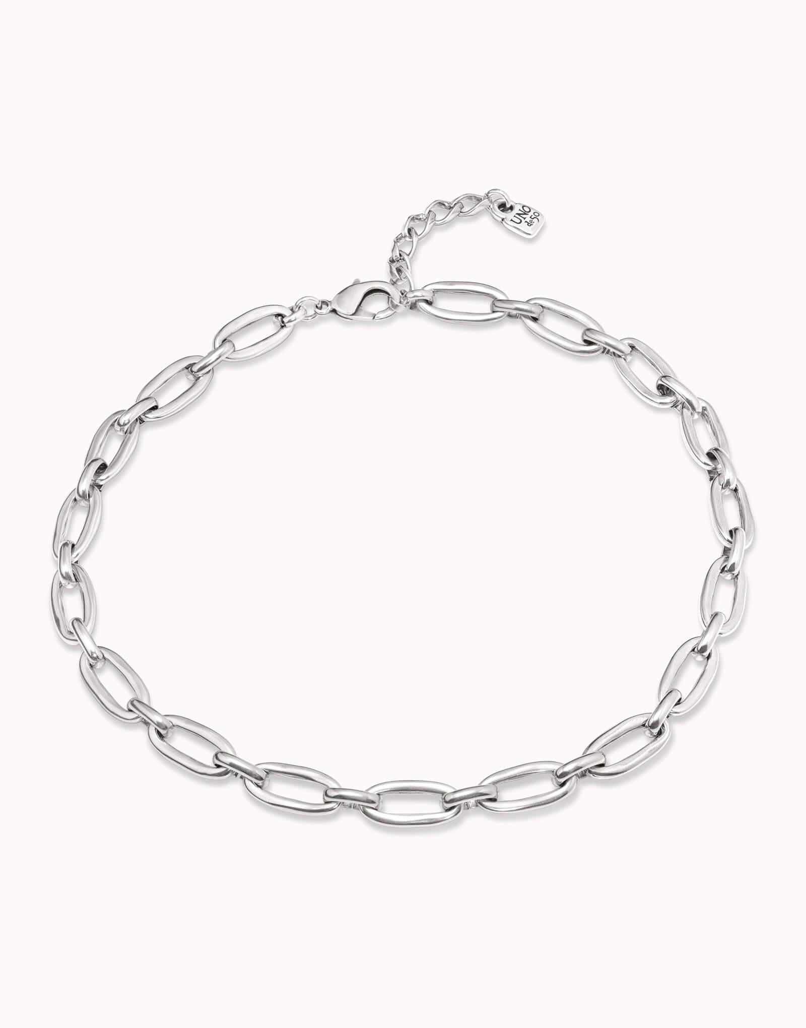 Alien Silver Plated Medium Oval Links Necklace