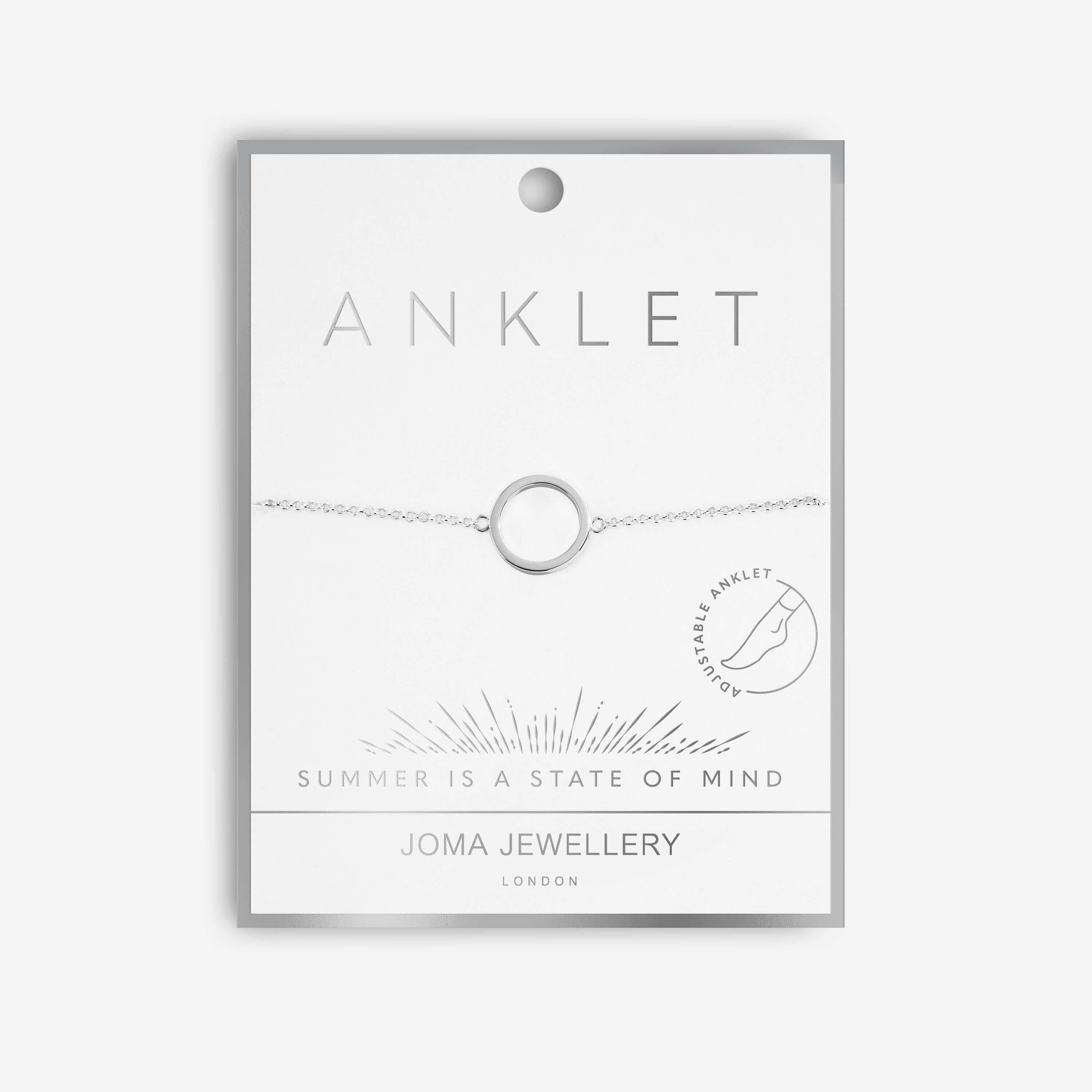 Anklet | Silver Circle | Silver | 26cm Adjustable