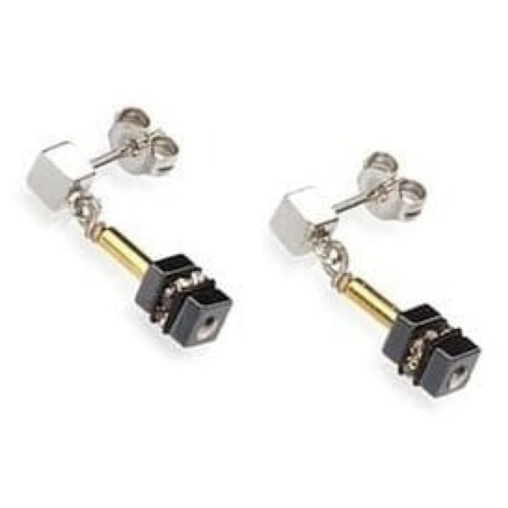 Haematite & Rhinestone Rondelles Earrings With Swarovski