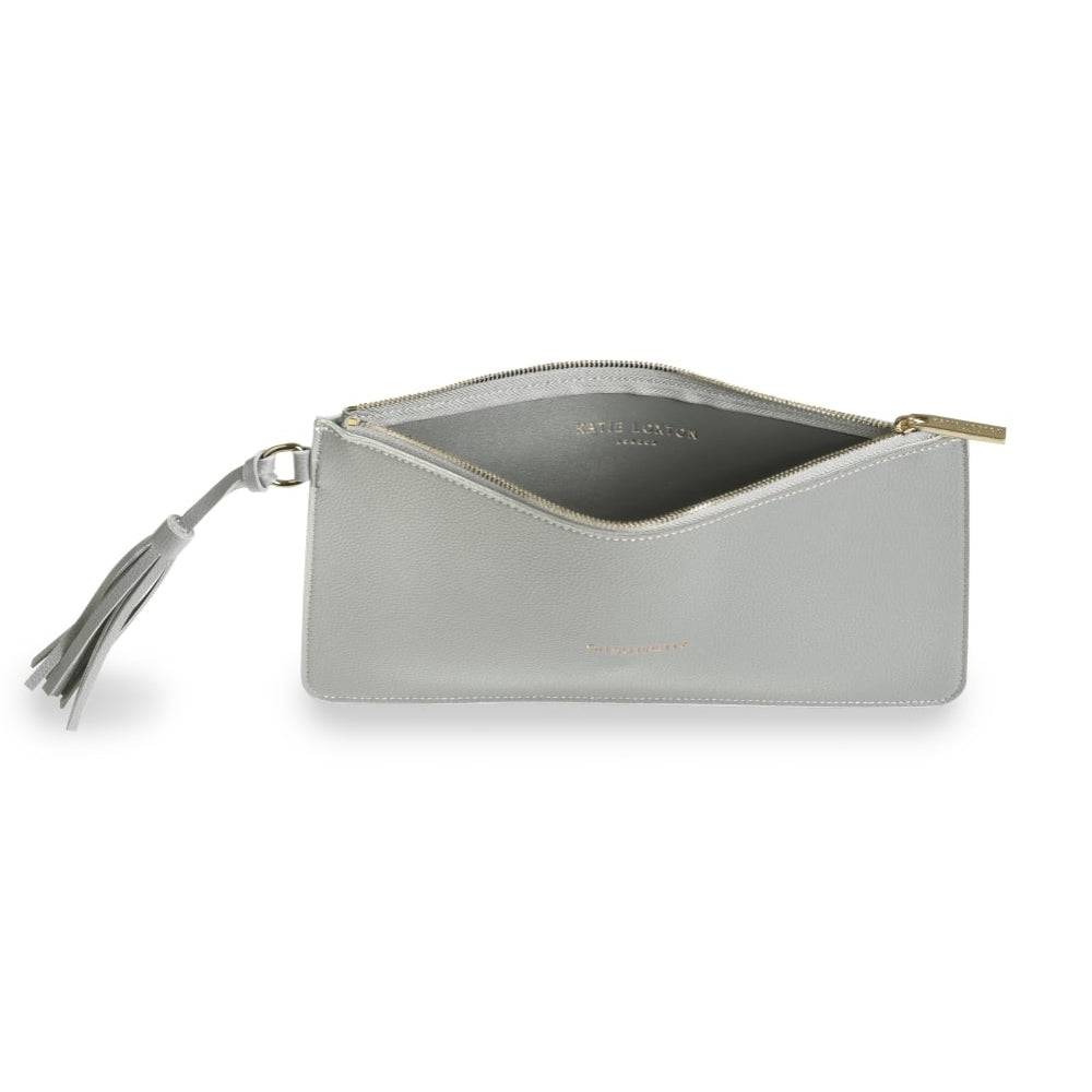 FLORRIE TASSEL POUCH - OH SO PRETTY - pale grey - 14.5x28cm