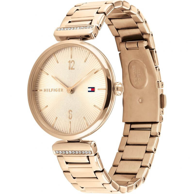 Aria Classic Ionic Plated Carnation Gold Steel Ladies Watch