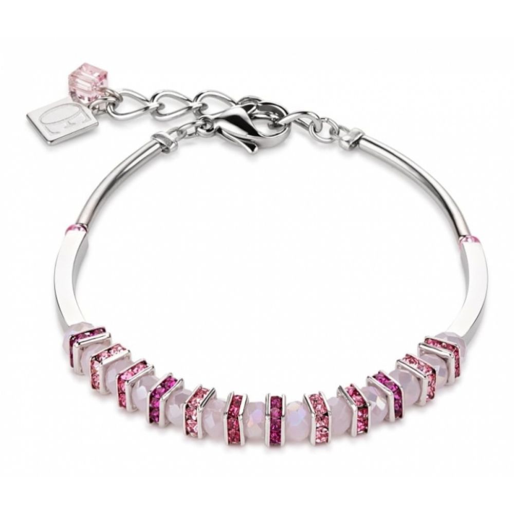 Pink Crystals & Silver Bracelet