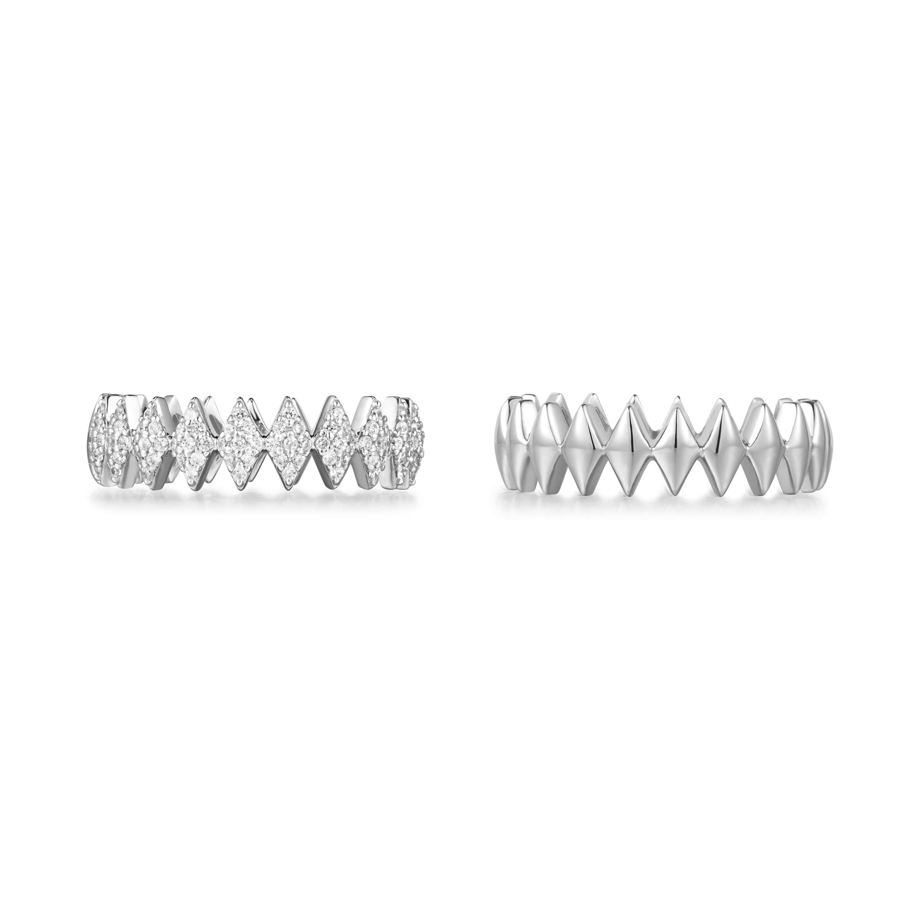 Silver Half Pave Sparkle Ring